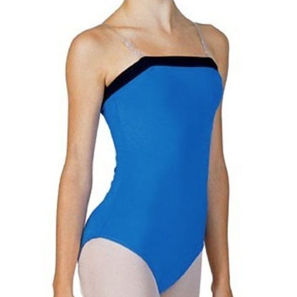 Bal Togs 6003 Women's Medium (8-10) Blue With Black Trim Camisole Leotard - Picture 1 of 1